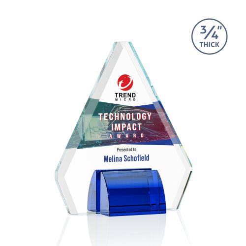 Awards and Plaques - Crystal Trophies - Kilgore Full Color Blue Crystal Trophy