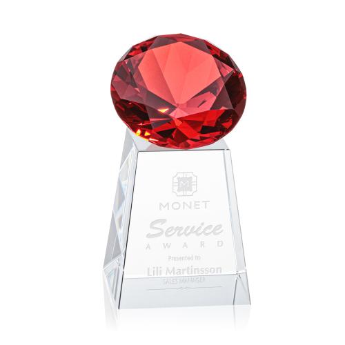 Awards and Plaques - Crystal Trophies - Medium Diamond Ruby Crystal Trophy
