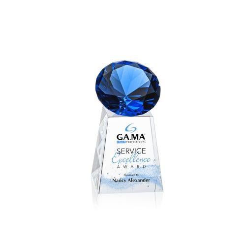 Awards and Plaques - Crystal Trophies - Medium Full Color Sapphire Crystal Trophy