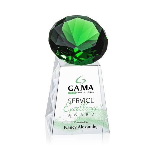 Awards and Plaques - Crystal Trophies - Medium Full Color Emerald Crystal Trophy