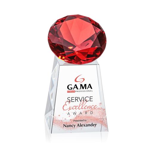 Awards and Plaques - Crystal Trophies - Medium Full Color Ruby Crystal Trophy