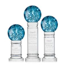 Addison Globe on Crystal Pedestal Base Glass Trophy - Glass Trophies