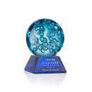 Addison on Cahill Base Blue Globe Glass Trophy
