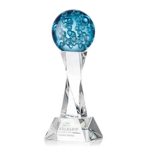 Awards and Plaques - Glass Trophies - Art Glass Trophies - Addison on Spirale Spire Base Clear Globe Glass Trophy