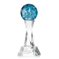 Addison on Spirale Spire Base Clear Globe Glass Trophy - Art Glass Trophies