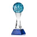 Addison on Spirale Spire Base Blue Globe Glass Trophy