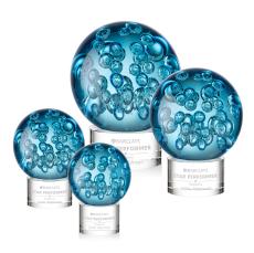 Addison on Round Base Clear Globe Glass Trophy - Art Glass Trophies