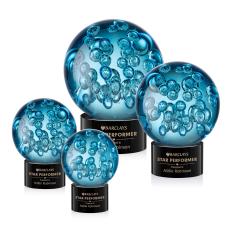 Addison on Round Base Black Globe Glass Trophy - Art Glass Trophies