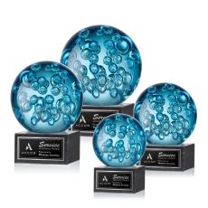 Addison Globe on Square Marble Base Glass Trophy - Art Glass Trophies
