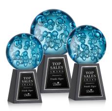 Addison Globe on Tall Marble Base Glass Trophy - Art Glass Trophies