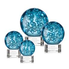 Addison on Half Round Base Clear Globe Glass Trophy - Art Glass Trophies