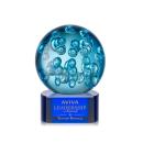 Addison on Half Round Base Blue Globe Glass Trophy