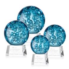 Addison on Small Crystal Base Clear Globe Glass Trophy - Art Glass Trophies