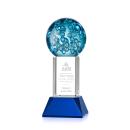 Addison on Tower Base Blue Globe Glass Trophy