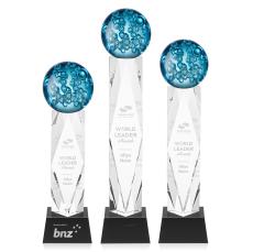 Addison on Toscana Base Black Globe Glass Trophy - Art Glass Trophies