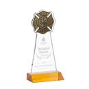 Fire Dept Amber Unique Crystal Trophy
