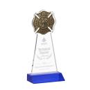 Fire Dept Blue Unique Crystal Trophy