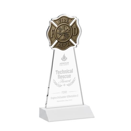 Awards and Plaques - Crystal Trophies - Fire Dept Fagan Unique Crystal Trophy
