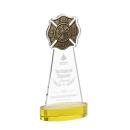 Fire Dept on Alberton Base Gold Unique Crystal Trophy