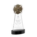 Fire Dept on Alberton Base Black Unique Crystal Trophy