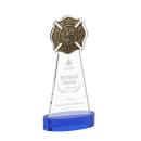 Fire Dept on Alberton Base Blue Unique Crystal Trophy
