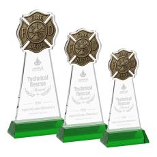 Fire Dept on Hartford Base Green Unique Crystal Trophy - Crystal Trophies