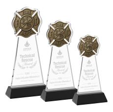 Fire Dept on Hartford Base Black Unique Crystal Trophy - Crystal Trophies