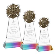 Fire Dept on Hartford Base Prismatic Unique Crystal Trophy - Crystal Trophies