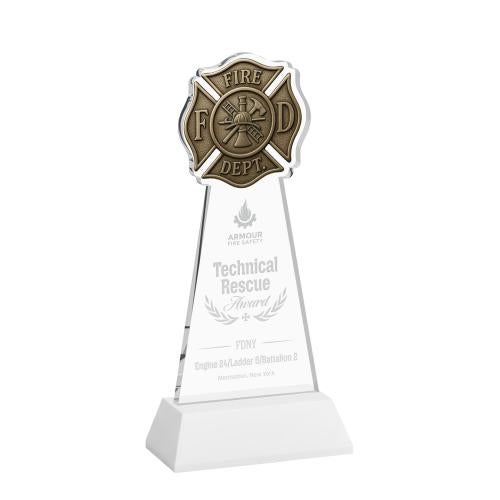 Awards and Plaques - Crystal Trophies - Fire Dept on Hartford Base Fagan Unique Crystal Trophy