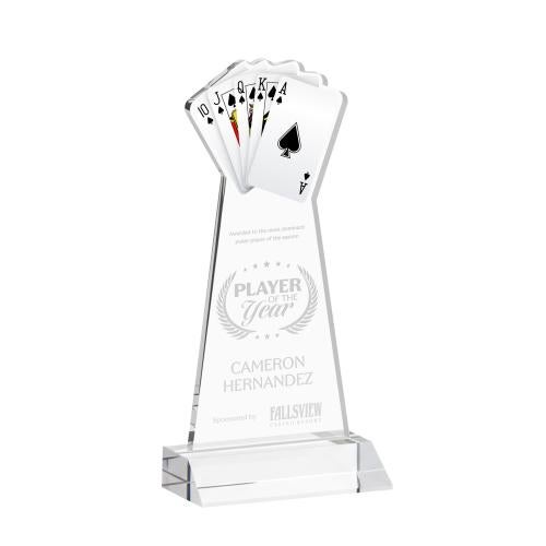 Awards and Plaques - Crystal Trophies - Poker Clear Unique Crystal Trophy