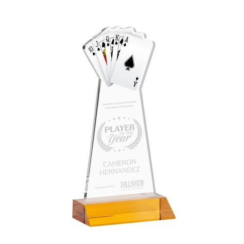 Awards and Plaques - Crystal Trophies - Poker Amber Unique Crystal Trophy