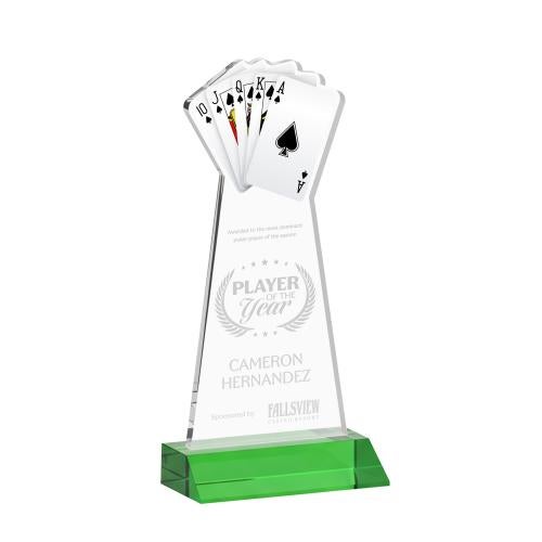 Awards and Plaques - Crystal Trophies - Poker Green Unique Crystal Trophy