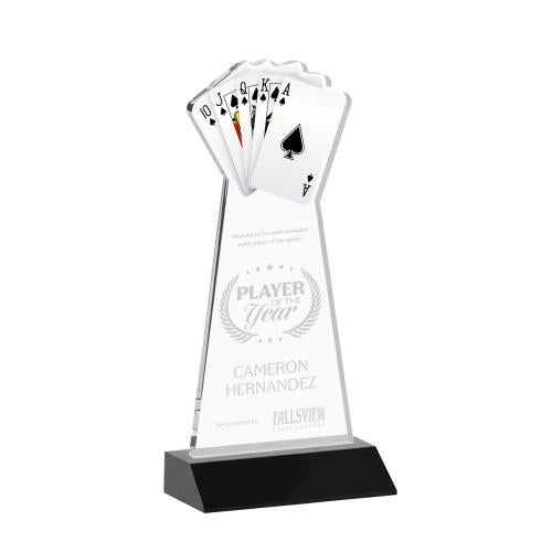 Awards and Plaques - Crystal Trophies - Poker Black Unique Crystal Trophy