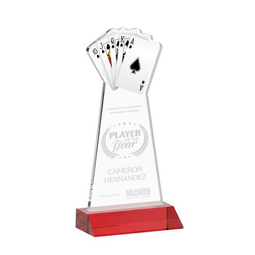 Awards and Plaques - Crystal Trophies - Poker Red Unique Crystal Trophy