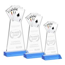 Poker Sky Blue Unique Crystal Trophy - Crystal Trophies