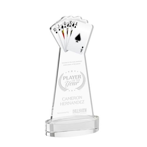 Awards and Plaques - Crystal Trophies - Poker on Alberton Base Clear Unique Crystal Trophy