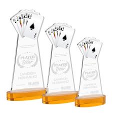 Poker on Alberton Base Amber Unique Crystal Trophy - Crystal Trophies