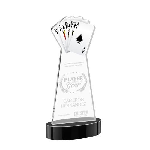 Awards and Plaques - Crystal Trophies - Poker on Alberton Base Black Unique Crystal Trophy