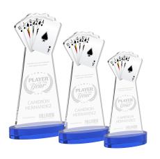 Poker on Alberton Base Blue Unique Crystal Trophy - Crystal Trophies