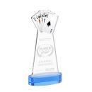 Poker on Alberton Base Sky Blue Unique Crystal Trophy