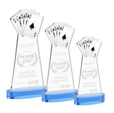 Poker on Alberton Base Sky Blue Unique Crystal Trophy - Crystal Trophies