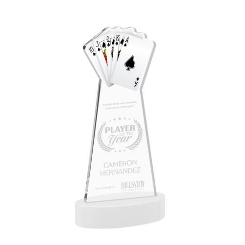 Awards and Plaques - Crystal Trophies - Poker on Alberton Base Fagan Unique Crystal Trophy
