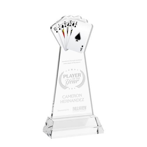 Awards and Plaques - Crystal Trophies - Poker on Hartford Base Clear Unique Crystal Trophy