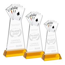 Poker on Hartford Base Amber Unique Crystal Trophy - Crystal Trophies