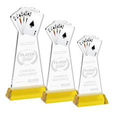 Poker on Hartford Base Gold Unique Crystal Trophy - Crystal Trophies