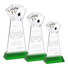 Poker on Hartford Base Green Unique Crystal Trophy - Crystal Trophies