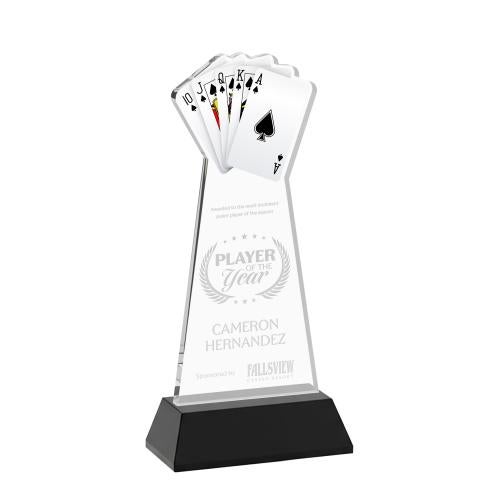 Awards and Plaques - Crystal Trophies - Poker on Hartford Base Black Unique Crystal Trophy