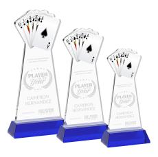Poker on Hartford Base Blue Unique Crystal Trophy - Crystal Trophies