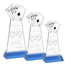 Poker on Hartford Base Sky Blue Unique Crystal Trophy - Crystal Trophies