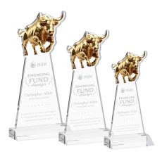 Raging Bull Clear Animals Crystal Trophy - Crystal Trophies